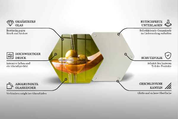 Steklena podloga za rezanje Oljčno olje in olive