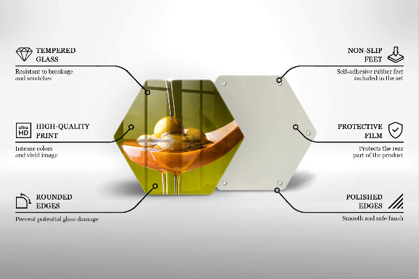 Steklena podloga za rezanje Oljčno olje in olive