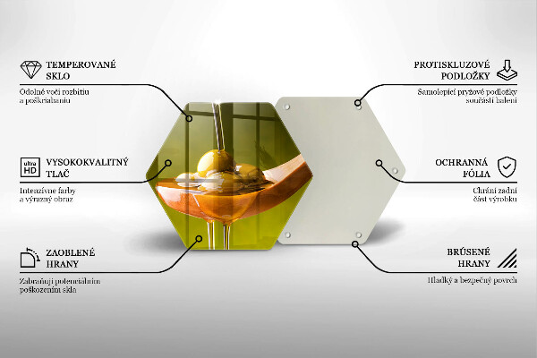 Steklena podloga za rezanje Oljčno olje in olive