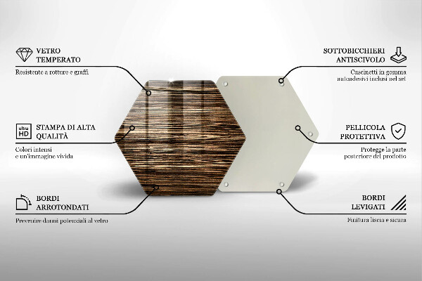Steklena podloga za rezanje Tekstura lesa