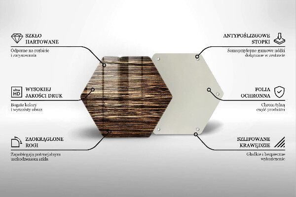 Steklena podloga za rezanje Tekstura lesa