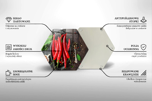Steklena podloga za rezanje Rdeča čili paprika
