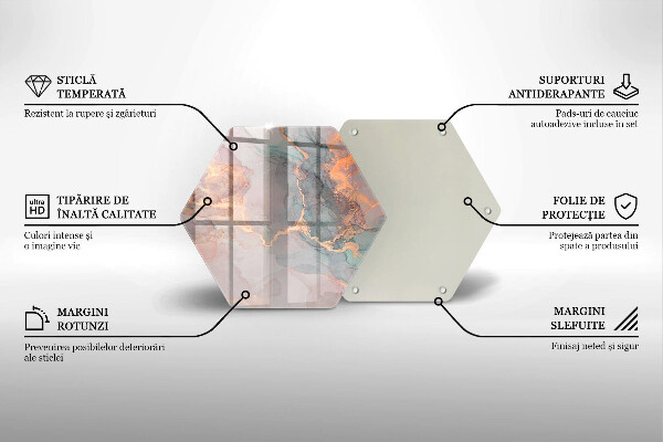 Steklena podloga za rezanje Marmor z zlatom