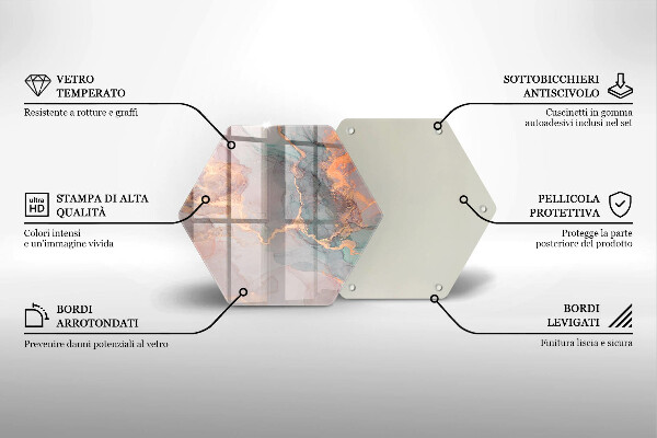 Steklena podloga za rezanje Marmor z zlatom