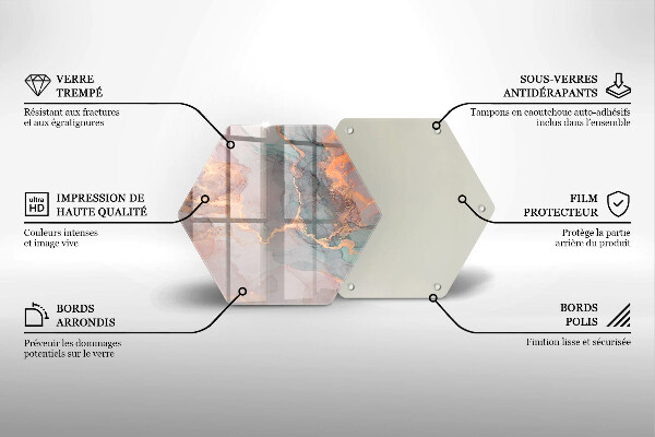 Steklena podloga za rezanje Marmor z zlatom
