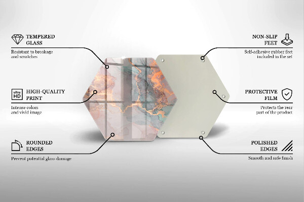 Steklena podloga za rezanje Marmor z zlatom