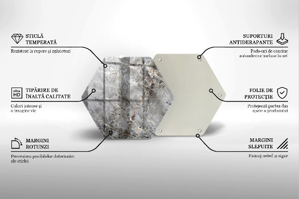 Steklena podloga za rezanje Kamnita tekstura