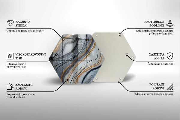 Steklena podloga za rezanje kamen z zlatom