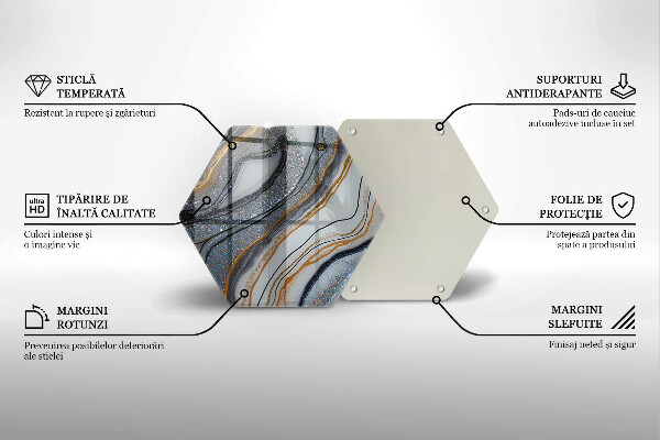 Steklena podloga za rezanje kamen z zlatom