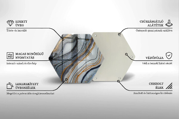 Steklena podloga za rezanje kamen z zlatom