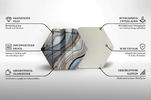 Steklena podloga za rezanje kamen z zlatom