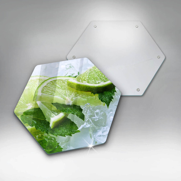 Steklena podloga za rezanje Limetina meta in led