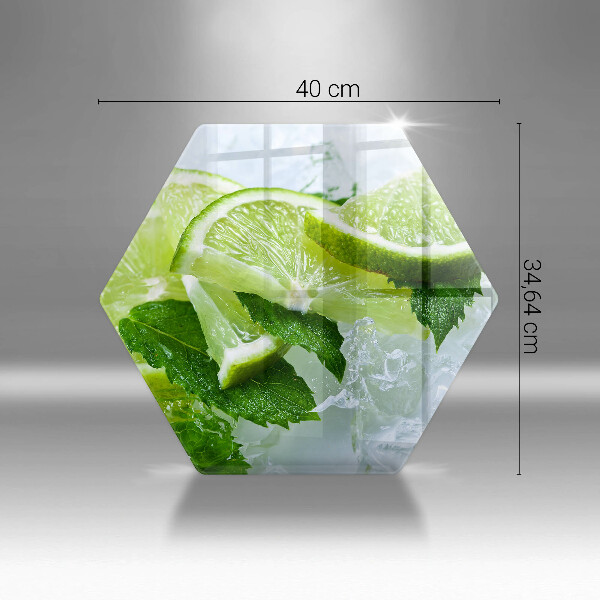 Steklena podloga za rezanje Limetina meta in led