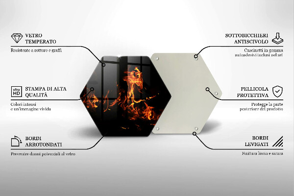 Steklena podloga za rezanje Prižgi živi plamen