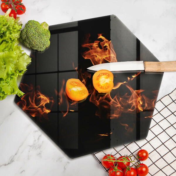 Steklena podloga za rezanje Prižgi živi plamen