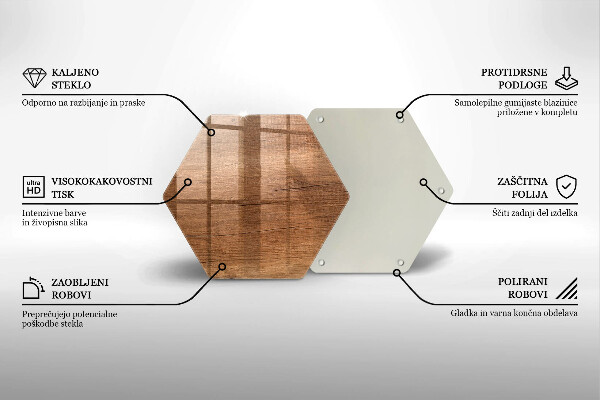 Steklena podloga za rezanje Tekstura lesa