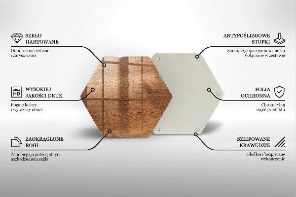 Steklena podloga za rezanje Tekstura lesa