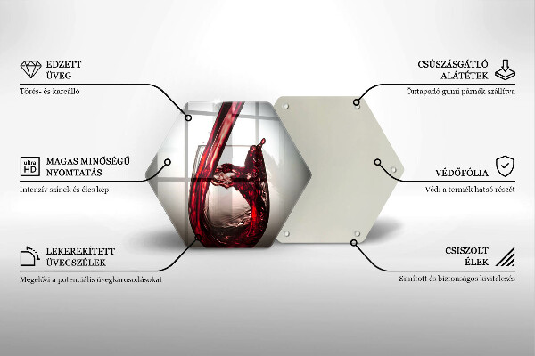 Steklena podloga za rezanje Kozarec in rdeče vino