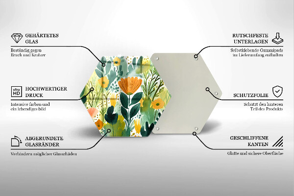 Steklena podloga za rezanje Poslikane rože