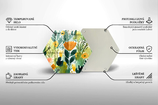 Steklena podloga za rezanje Poslikane rože