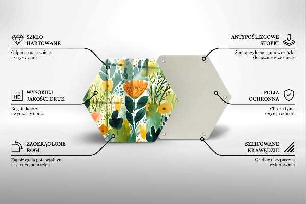 Steklena podloga za rezanje Poslikane rože