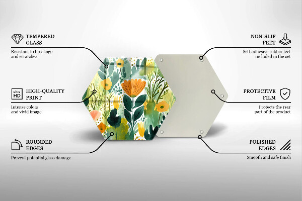 Steklena podloga za rezanje Poslikane rože