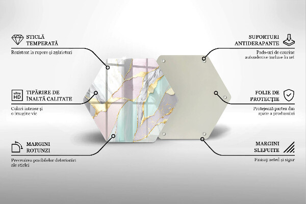 Steklena podloga za rezanje Pastelni marmor