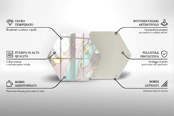 Steklena podloga za rezanje Pastelni marmor