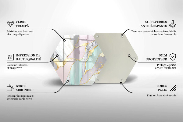 Steklena podloga za rezanje Pastelni marmor