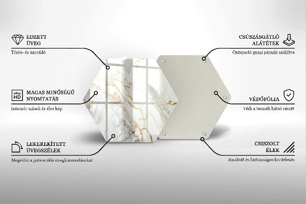 Steklena podloga za rezanje Svetel marmor z zlatom