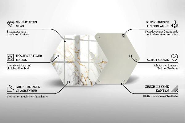 Steklena podloga za rezanje Svetel marmor z zlatom