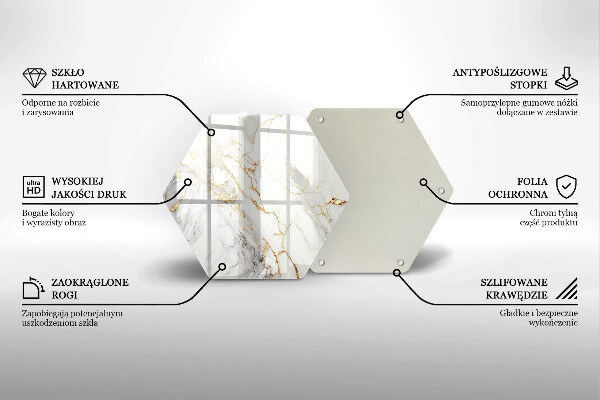 Steklena podloga za rezanje Svetel marmor z zlatom