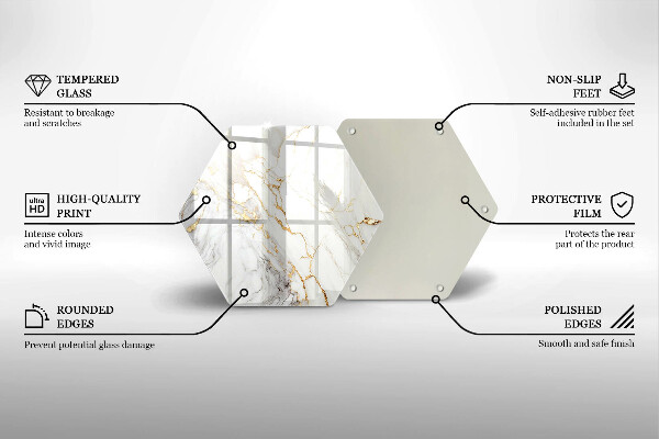 Steklena podloga za rezanje Svetel marmor z zlatom
