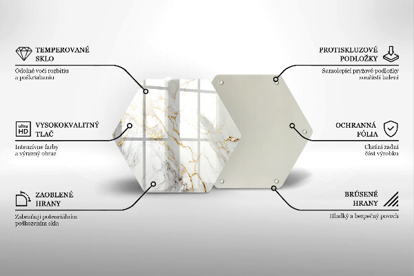 Steklena podloga za rezanje Svetel marmor z zlatom