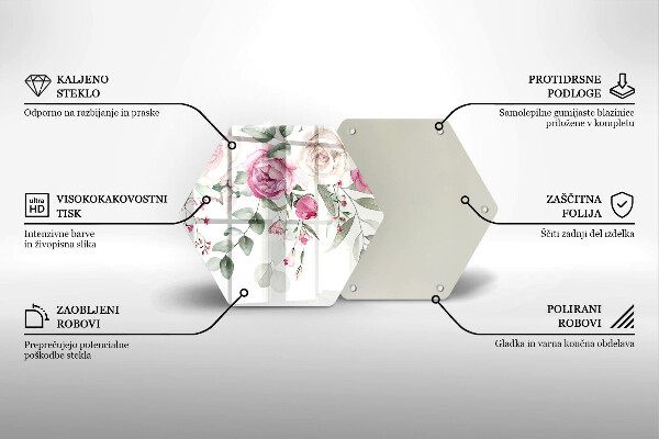 Steklena podloga za rezanje Akvarel vrtnice