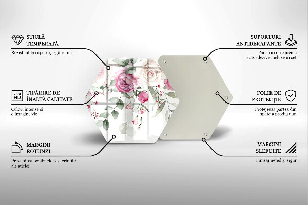 Steklena podloga za rezanje Akvarel vrtnice