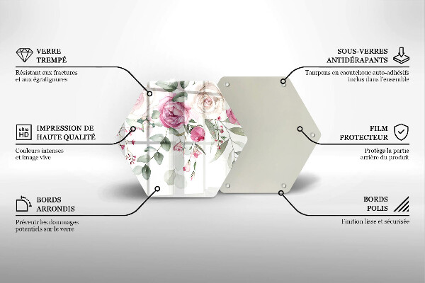 Steklena podloga za rezanje Akvarel vrtnice