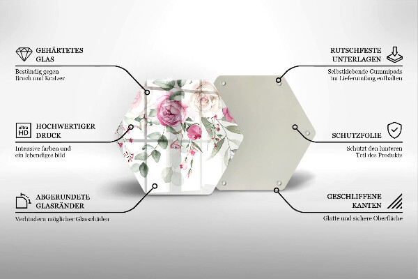 Steklena podloga za rezanje Akvarel vrtnice