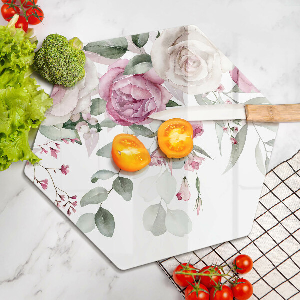 Steklena podloga za rezanje Akvarel vrtnice