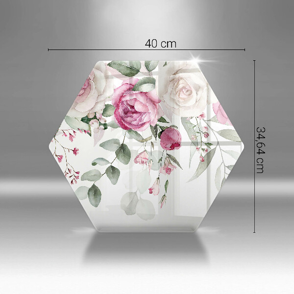 Steklena podloga za rezanje Akvarel vrtnice