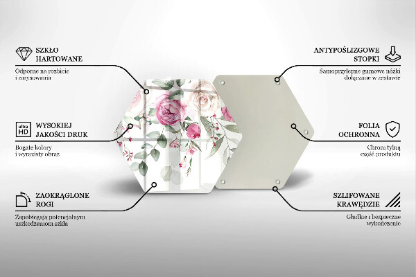 Steklena podloga za rezanje Akvarel vrtnice