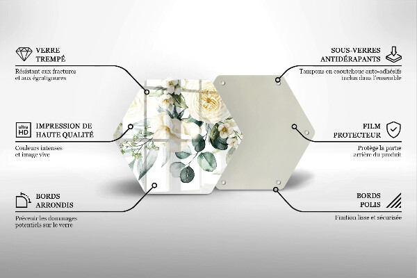 Steklena podloga za rezanje Akvarelne rože