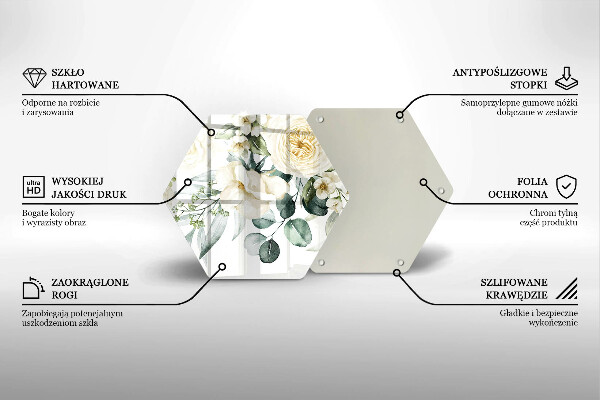 Steklena podloga za rezanje Akvarelne rože