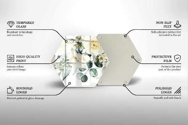 Steklena podloga za rezanje Akvarelne rože