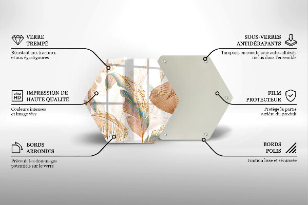 Steklena podloga za rezanje Boho perje in listi