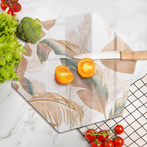 Steklena podloga za rezanje Boho perje in listi