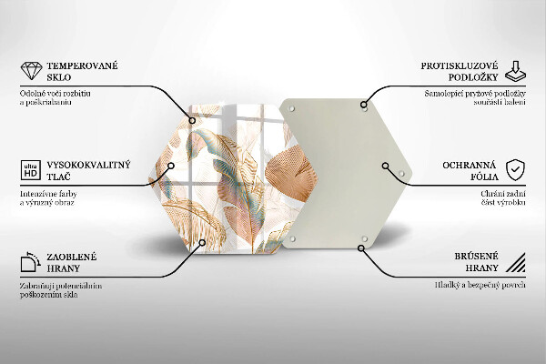 Steklena podloga za rezanje Boho perje in listi