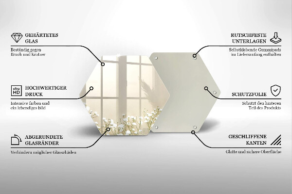 Steklena podloga za rezanje Boho rože iz mavca