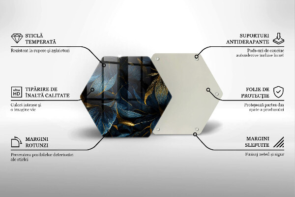 Steklena podloga za rezanje Okrasni listi z zlatom