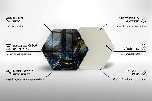 Steklena podloga za rezanje Okrasni listi z zlatom